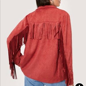 NEW faux suede fringe jacket